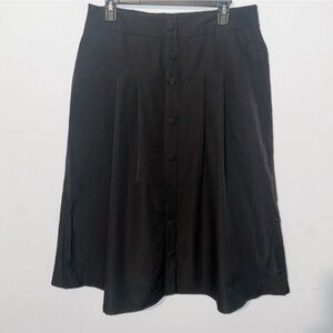 Versona Black A-line Button Front Midi Skirt NEW